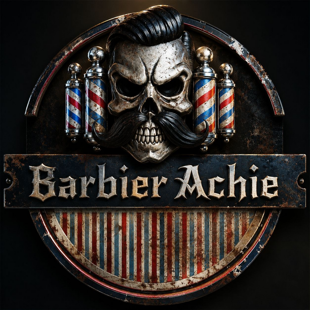 Barbier Achie vintage barbershop logo